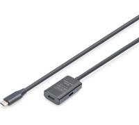 Câble d'extension USB actif - USB-C femelle à mâle - 5 m - USB 3.2 Gen1-5 Gbit/s - Plug & Play - avec amplificateur de signal - Noir