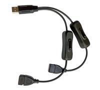 Câble d'extension USB avec deux sorties et commutateurs pour une utilisation simplifiée de l'alimentation et des données, hubs USB de 31 cm de long avec commutateurs