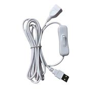 Câble d'extension USB avec interrupteur 2 m mâle, blanc 304 Switch | Transfert de données et alimentation pour casques USB, avec cordon USB pour petite lampe électrique et sortie d'alimentation