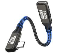 Câble d'extension USB C,0,2m 20Gbit/s/240W/5K@60Hz Câble d'extension USB C 3.2,4K@144Hz Câble vidéo type C mâle@femelle@90 degrés,compatible avec iPhone 16/Plus/Pro/Pro Max/15/MacBook Pro/iPad Pro