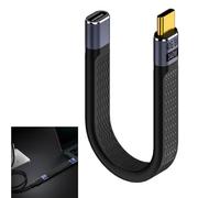 Câble d'extension USB C 4.0 court 40 Gbps, 240 W, 8 K @ 60 Hz, mâle vers femelle, câble plat type C 48 V 5 A audio vidéo, câble USB-C pour téléphone Thunderbolt 3/4 type C, ordinateur portable