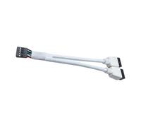 Câble d'extension USB interne pour boîtier d'ordinateur Blanc | Répartiteur USB 2.0 9 broches vers deux cartes mères 9 broches avec manchon tressé
