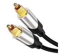 Câble Digital Optique Toslink mâle vers Toslink mâle Audio SPDIF, câble Fibre tressé avec connecteurs en métal, Noir et Argent,3m/10pieds…
