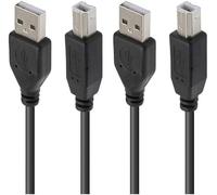 Câble d'imprimante 1,8 mètre, cordon USB 2.0 USB-A vers USB-B, Compatible Imprimante HP, Epson, Canon, Lexmark, Brother, Scanner, Disque Dur, Ordinateur, Coloris Noir, 570300 (Lot de 2)