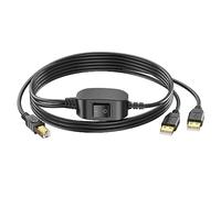 Câble d'imprimante 2 en 1 USB A vers USB B, répartiteur de cordon d'imprimante 2 en 1 USB A vers B mâle compatible avec Hp, Canon, Brother, Samsung, Dell, Epson, Lexmark, Xerox, piano (2,5 m)