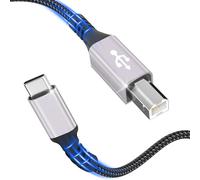 Câble d'imprimante, imprimante USB C, câble d'imprimante USB C vers USB B de 0,3 m, câble MIDI USBC tressé en nylon, compatible avec MacBook Pro/Air,iMac,Matebook,Dell XPS,HP,Epson,Canon,Brother