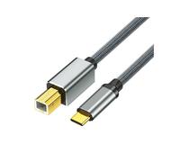 Câble D'Imprimante Tressé USB-C Vers USB-B 2.0 pour Boîtier SSD, Lecteurs Blu-Ray, Imprimantes et Télécopieurs - 3 M