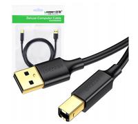 Câble d'imprimante USB 2.0 A-B UGREEN US135, plaqué or, 1,5 m (noir)