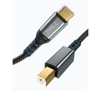 Câble d'imprimante USB C - Cordon d'imprimante USB C en nylon pour MacBook Pro/Air, câble MIDI USB C compatible avec clavier MIDI Yamaha Piano, DAC, contrôleur DJ pour iPad Pro - Transfert de données