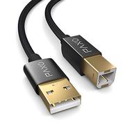 Câble d'imprimante USB en nylon de 5 m, noir, prise USB A vers USB B, câble de chargement, câble de données, prise dorée