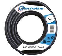 Câble d'installation H05VV-F - 3G1.5mm² - L : 5 m - bobinot - noir