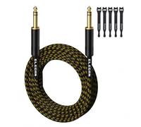 Câble d'instrument TRS 6,35 mm vers jack mâle 6,35 mm vers câble d'interconnexion audio stéréo plaqué or pour guitare électrique basse + 5 attaches
