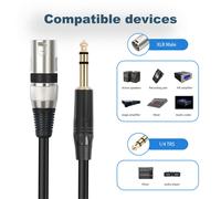 Câble d'interconnexion de signal symétrique 1/4 pouce vers XLR mâle