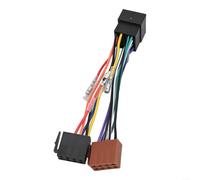 Câble d'interface audio de voiture 16 broches pour prise radio ISO, adaptateur de faisceau de câblage avec connecteur femelle vers ISO, 12 V ABS noir