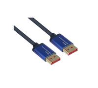 Câble DisplayPort 1.4 Alcasa 4814-SF030B 3m, connecteurs mâles plaqués or, résolution 7680x4320, conducteur cuivre, gaine Nylon/PVC, bleu