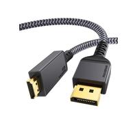 Câble DisplayPort 1.4 vers HDMI 2.1 8K,Câble Maxonar DP vers HDMI 2m,[Coque en Aluminium,Tresse en Nylon]Uni-Direction,8K@60HZ 4K@120HZ,Compatible Avec PC/Ordinateur Portable,Moniteurs,GPU,AMD,NVIDIA