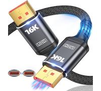 Câble Displayport 2.1 16 K, certifié VESA, câble DP vers DP 7,5 m, 16K @ 60 Hz, 8K @ 120 Hz, 4K @ 240 Hz 165 Hz 144 Hz compatible HDR 80 Gbit/s, HDCP DSC 1.2a, compatible FreeSync G-Sync Gaming