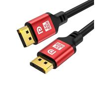 Câble displayport 2,1,DP Câble 7m (16K,10K,8K@60Hz, 4K@144Hz, 2K@240Hz, 40 Gbit/s), pour ordinateur portable TV Gaming Monitor (rouge)