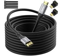 Câble DisplayPort 4K vers HDMI de 10 m 4K @ 60 Hz HDR Ultra HD unidirectionnel actif DP vers HDMI - Prend en charge 4K @ 60 Hz, 2K @ 120 Hz, 1080p pour HDTV, moniteur, projecteur avec 5 attaches de câble, 2 adaptateurs HDMI - 9,5 m
