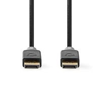 Câble Displayport mâle DisplayPort mâle 8K @ 60 Hz plaqué Or 2 m Rond PVC Anthracite/Gris