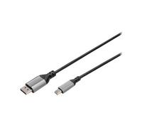Digitus Câble DisplayPort DP vers mini DP, DP 1.4, 8K/60Hz, 4K/144Hz, 2 m, aluminium, noir