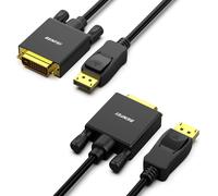 Câble DisplayPort vers DVI, 2 Paquet 1.8M DP vers DVI-D Single Link mâle à mâle Cordon plaqué Or pour Lenovo, Dell, HP, ASUS et Autres Marques