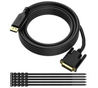 Câble DisplayPort vers DVI 7,6 m, cordon DP vers DVI plaqué or, adaptateur DP vers DVI mâle vers mâle pour PC vers HDTV, moniteur, projecteur avec 25 attaches de câble