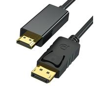 Câble DisplayPort vers HDMI 1,8 m, Adaptateur Câble DP vers HDMI 4K, Câble Unidirectionnel Compatible avec Moniteur TV Projecteur Ordinateur Portable Dell HP et Plus
