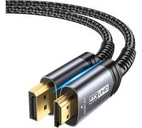 Câble Displayport Vers Hdmi 1M,4K@30Hz,2K@60Hz,1080P@120Hz Nylon Tressé -Connecteurs Plaqués Or 24K, Dp Vers Hdmi (Audio&Vidéo) Pour Ordinateur De Dell, Amd, Nvidia, Hp Elitebook, Thinkpad