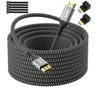 Câble DisplayPort vers HDMI 4K 6 m Ultra HD unidirectionnel actif DP vers HDMI Prend en charge 4K @ 60 Hz, 2K @ 120 Hz, 1080p pour HDTV, moniteur, projecteur avec 5 attaches de câble, 2 adaptateurs HDMI - 6 m