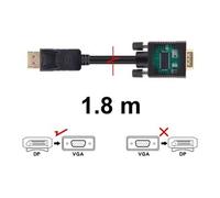Cabling®câble displayport vers vga 1. 8m câble adaptateur dp vers vga -male vers male convertisseur câble pour ordinateurs de bureau displayport