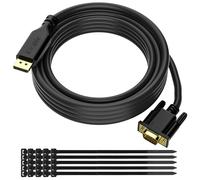 Câble DisplayPort vers VGA de 7,6 m, plaqué or, câble DP vers VGA, adaptateur convertisseur DP vers VGA mâle pour PC vers HDTV, moniteur, projecteur avec 25 attaches de câble