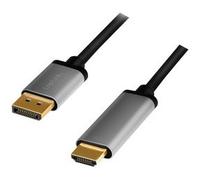 LogiLink CDA0107 Câble Adaptateur Vidéo 2m DisplayPort 1.2 vers HDMI Mâle/Mâle 4K 60Hz 18Gbit/s HDCP 1.3 Noir/Gris