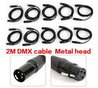 Câble DMX 2m, 10 pièces, fil XLR à 3 broches pour diverses lumières de scène, tête mobile, empêche les interférences de transmission de l'audio numérique DMX Cable