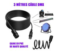 Câble DMX U'king - Cordon DMX 3 Broches Fil de XLR 3M pour Lumières de scène - Mâle à Femelle