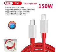 Câble D'Origine Oneplus Warp Supervooc Usb Type C 100W 80W 65W Cordon De Charge Rapide One Plus 13 11 10 Pro 9 8T Nord 5 3 Lite 2T Ce 2.150W C To C 2M.