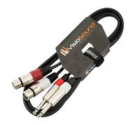 Câble double 2 x XLR femelle à 2x jack mono 6,35mm 1/4" / Câble patch signal audio 1.5m