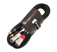 Câble double 2 x XLR mâle à 2 x RCA phono dorée/Câble patch signal audio 3m