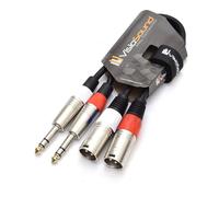Câble double 2 x XLR mâle à jack TRS stéréo 6,35mm / Câble patch audio signal équilibré 0.5m
