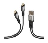 Câble double connecteur, USB > Apple 8 broches - 100 cm - Noir