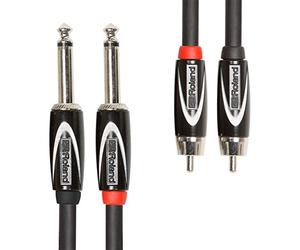Câble double d’interconnexion gamme Black Roland - Connecteurs jack 1/4 de pouce vers RCA, 1 m - RCC-3-2R28