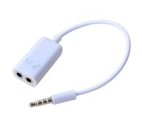 Câble Double Jack 3,5 mm - Splitter Audio Compatible pour Iphone Smartphone iPad Ordinateur PC Casque - Permet de brancher un casque avec micro sur la prise jack - Blanc - Straße Tech ®