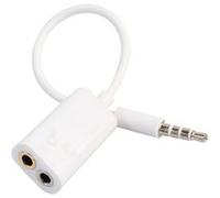 Câble Double Jack 3,5 mm - Splitter Audio Compatible pour Iphone Smartphone iPad Ordinateur PC Casque - Permet de brancher un casque avec micro sur la prise jack - Blanc - Straße Tech ® Blanc G