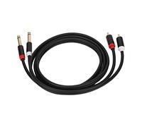 Câble Double vers Double TS 1/4" plaqué or, Cordon D'interconnexion Stéréo pour Lecteurs CD DVD Numériques, Câble à âme en Cuivre de 4,9 Pieds de Long avec Blindage Couche pour Home Cinéma