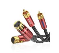 Câble Double XLR vers RCA,PREMIUM 2RCA Mâle vers 2XLR Femelle Câble Connexion Audio Stéréo HiFi,Plaqué Or 24K,Double Blindage-(5M)
