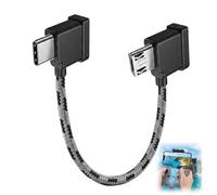 Cable Drone Manette Transmission Video 1 Pc 15cm Nylon Tresse Angle 90 Degres Connecteur USB C vers Micro USB Donnees OTG Telecommande Compatible avec DJI Mini SE Mavic Air Pro Smartphone Tablette