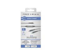 Force Power - Câble USB - 24 pin USB-C (M) pour 24 pin USB-C (M) - 5 A - 2 m - USB Power Delivery (60W), ultra renforcé - gris