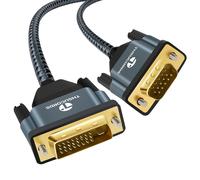 Câble DVI vers VGA de 1M, Adaptateur DVI-D vers VGA Unidirectionnel Mâle vers Mâle, Plaqué Or Tressé 1080p Full HD pour HDTV, PC, ordinateur portable, moniteur, projecteur