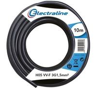 Câble - ELECTRALINE - H05Vv-F - 3G1.5 - 10 m - Noir