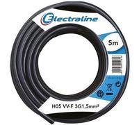Câble - ELECTRALINE - H05Vv-F - 3G1.5 - 5 m - Noir